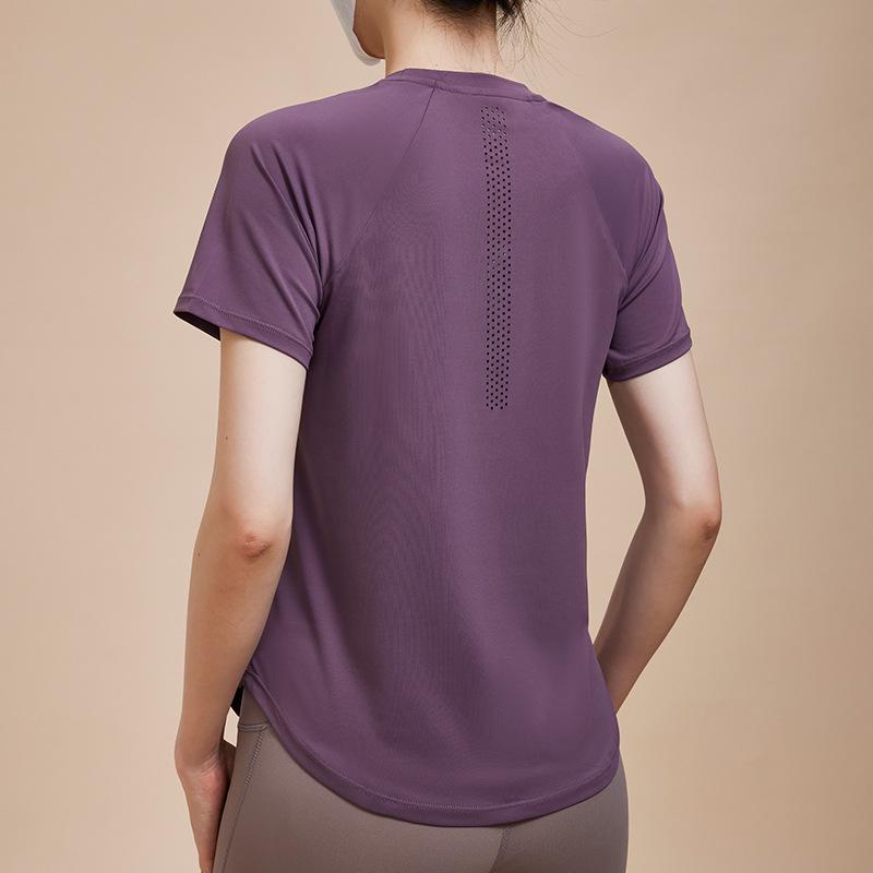 Женская быстросохнущая свободная футболка для йоги и бега - весна/лето Large фиолетовый