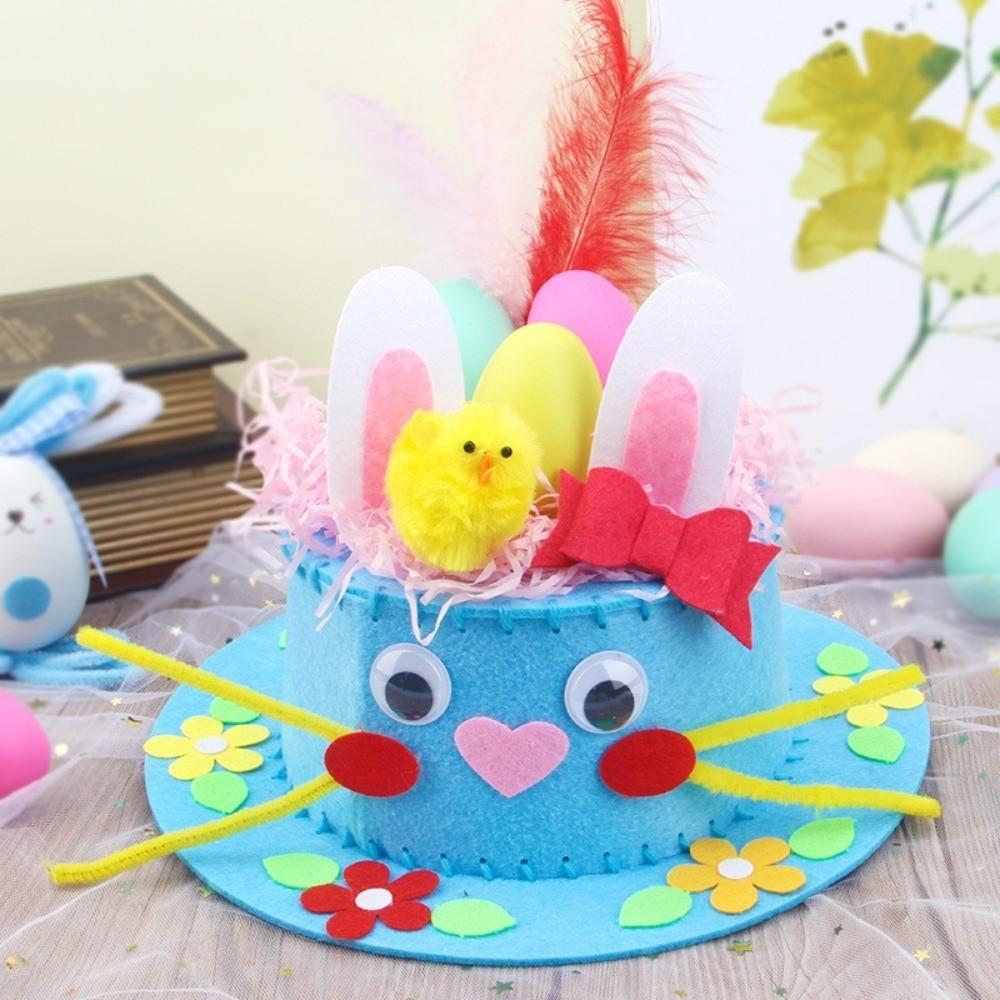 Handmade Decorations Easter Hats Colorful Eggs Bunny Chick Cartoon Cap DIY Craft Kit  Easter Party