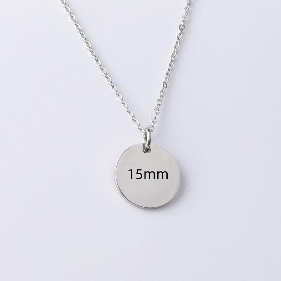 

10Pcs Blank round Discs Pendant 15-30mm Stainless Steel Chain Necklace for DIY Custom Name Logo Zircon for Women And Men 45cm