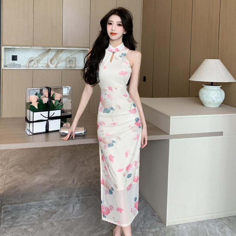 

Женское улучшенное сетчатое облегающее платье-чеонгсам L