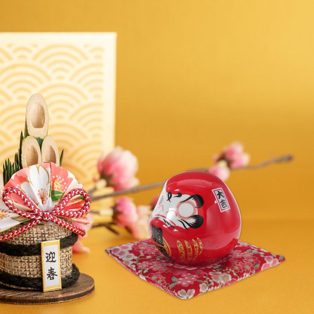 TOYMYTOY Daruma Ceramic Daruma Traditional Red Figurine, Japanese-Style Decor, Motif, Cute, Auspicious, Gift, Craft,