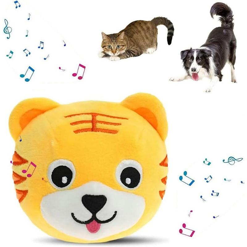Vibrierendes Hundespielzeug Wiederaufladbarer Teaser für Haustierkatzen Hunde Interaktiver Plüsch-Schweinchenball mit Hüpfen und Soundeffekt