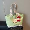 Cute Cartoon Apple Shoulder Bag Female Niche Design Casual Tote Bag Commuter Polka Dot Make-up Bag