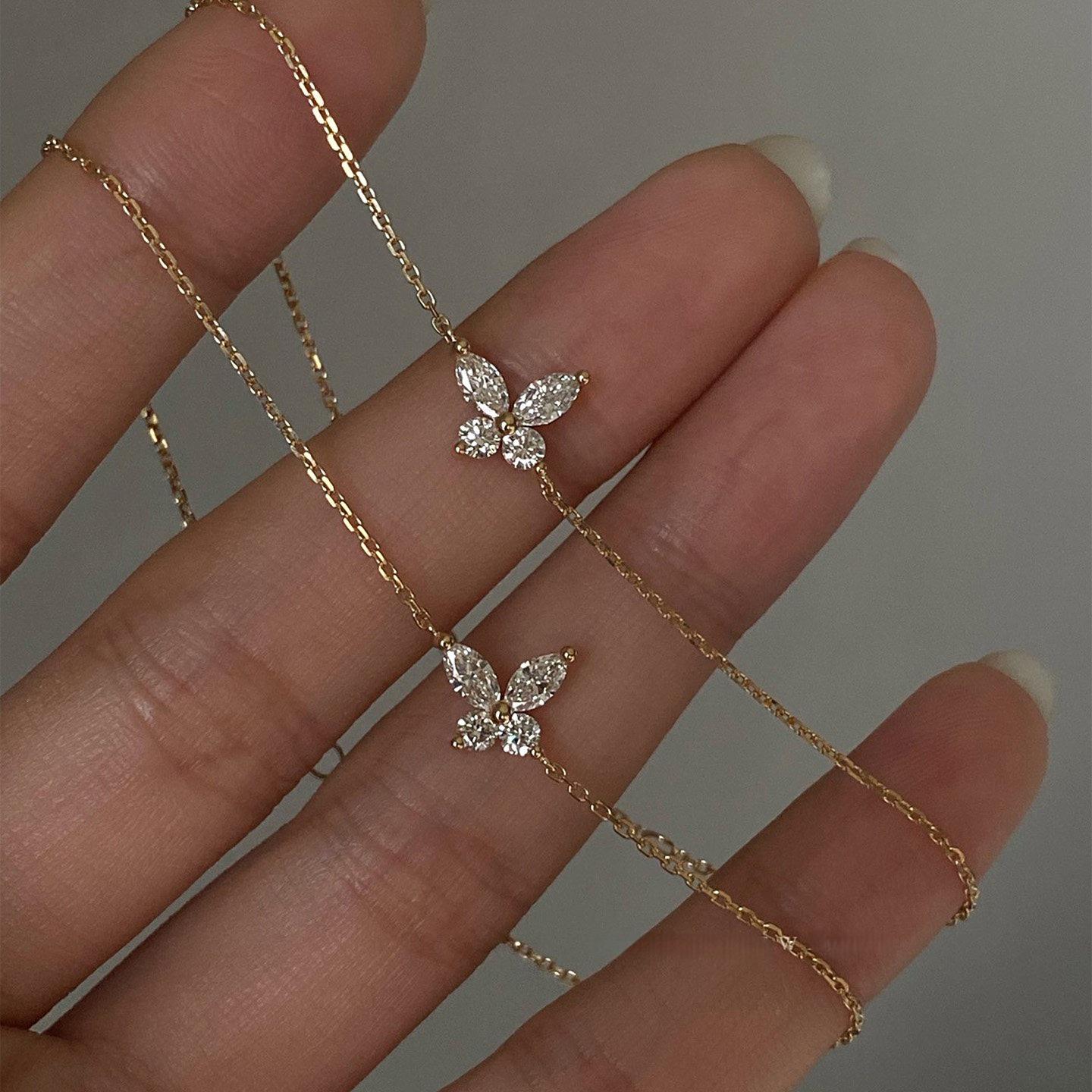 18K Gold Plated S925 Sterling Silver Butterfly Bracelet - Elegant, Simple, High-End Design 18K Gold