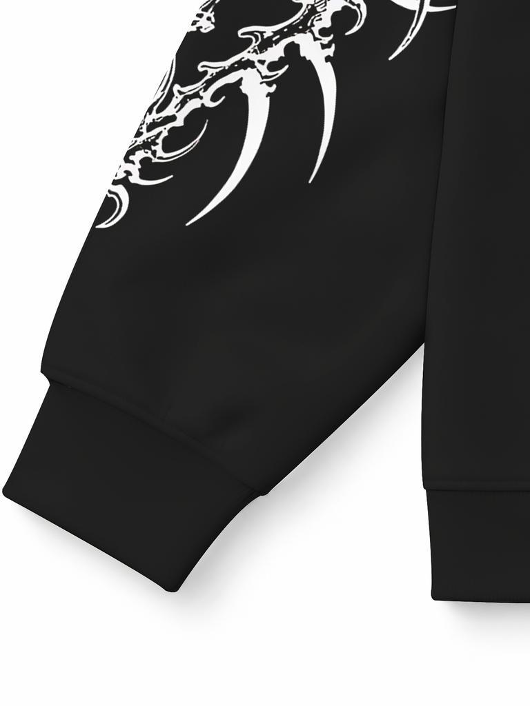 Men's Men's Hoodie, Gothic Chain and Spike Pattern Graphic Print, Hooded Design, Streetwear Style, for Daily