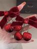 Designer Red Cherry Cloth Bow Hair Clip Sweet Women Fashion Double Layer Barrettes Lolita Headdress Female Korean Cute Velvet Ribbon Hairpin Girl