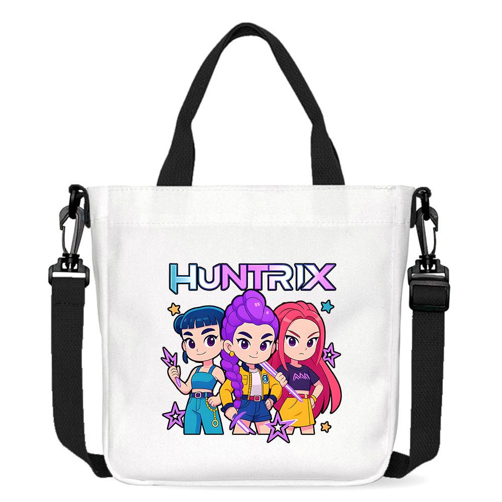Kids Girls Kpop Hunters Derpy Rumi Zoey Mira Printed Student Lightweight Crossbody Bag Casual Canvas Shoulder Bags