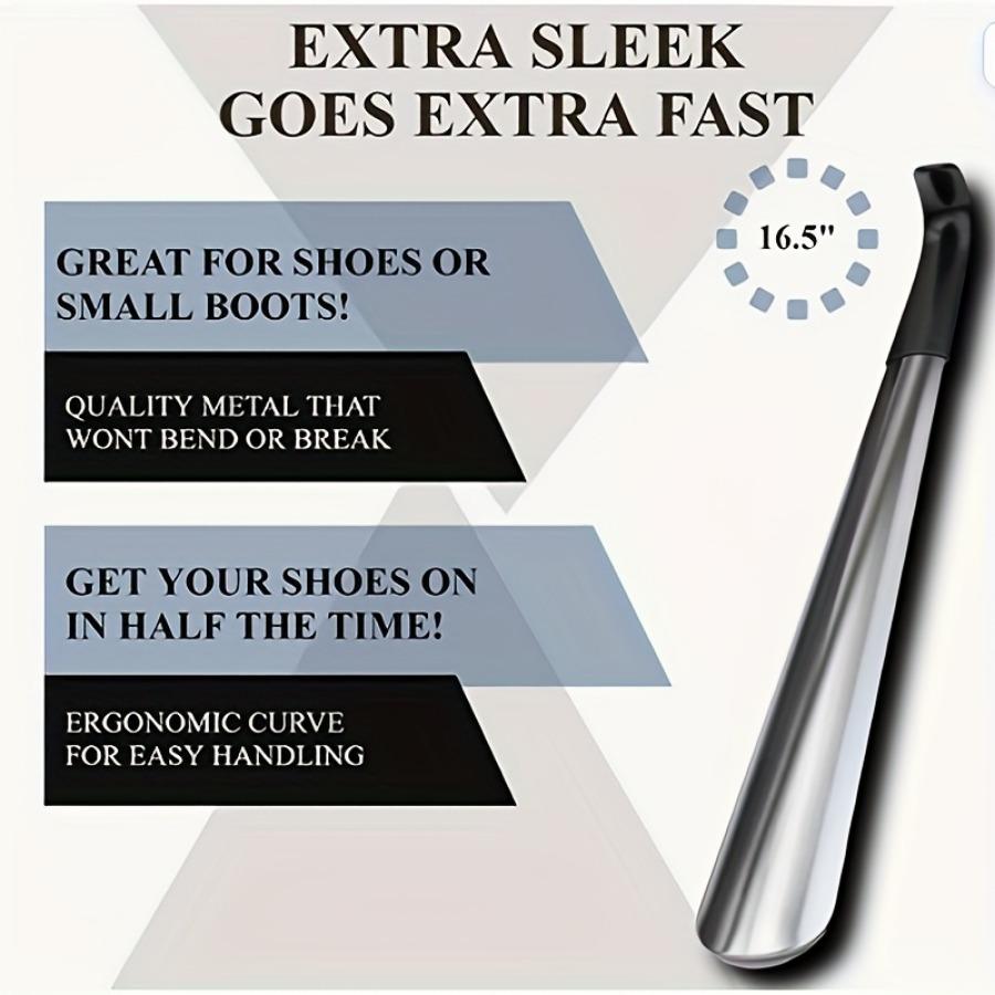 Stainless Steel Shoehorn with Black Handle Can Easily Wear Shoes Without Bending Over.