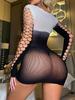 New Fashion Gradient Curve-Hugging Dress Woman Sexy Lingerie Sheer Colorful Fishnet Bodystocking Lace Underwear Romance Bodysuit