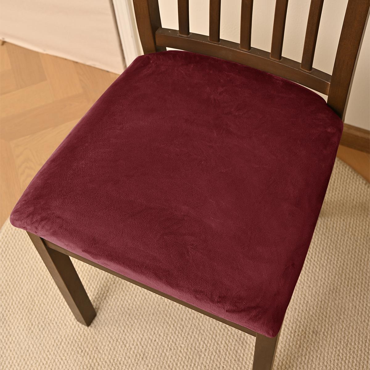 

1PC Velvet Stretch Fit Chair Seat Covers,Soft Solid Color Dining Chair Cover Removable Washable Chair Protector бордовый