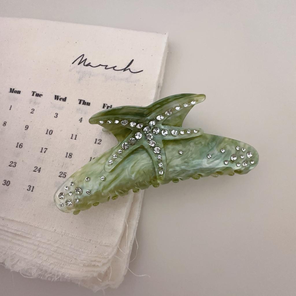 1 Diamond-encrusted Starfish Hair Grab Super Large Shark Clip Three-dimensional Acetic Acid Color Hair Grab Clip