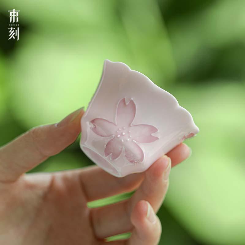 

Hand Painted Teacup Pink Sakura Tea Cup Petal Ceramic Cups Japanese Porcelain Jingdezhen Cup Gift Unique Tea Bowl Teaware Pair 5.7x4.1cm 45ml