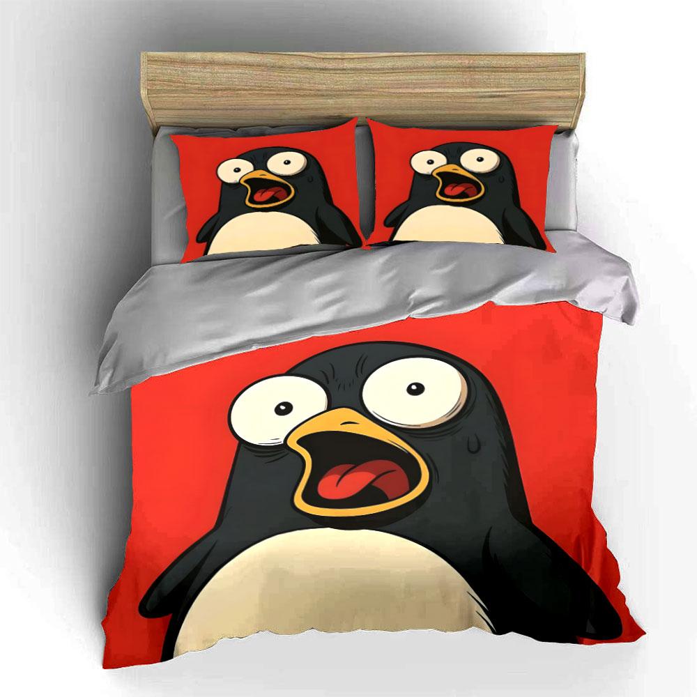 Shocked Penguin Faces Pattern. Bedding Sets Duvet Cover Sets Duvet Covers Pillowcases(1 * Duvet Cover 2 * Pillowcases, Without Duvet Insert)