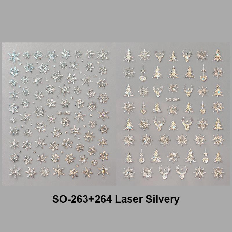 2pc Holographic Christmas Nail Art Stickers Iridescent Laser Snowflake Deer Tree Winter Slider Decals New Year Manicure Supplies