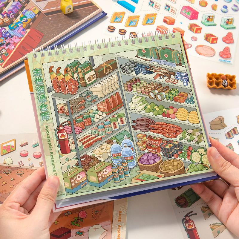Mini Scene Sticker Book DIY Micro Landscape Decorative Stickers Educational Handmade Craft Toy For Journal Scrapbook Collage