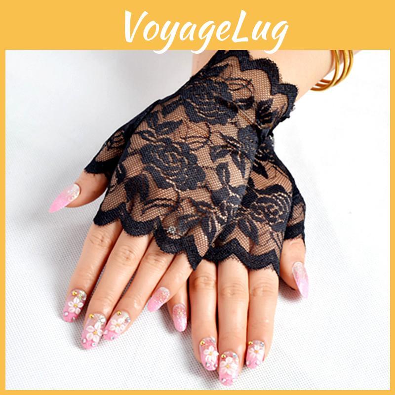 Luxuriöse Damen Fingerlose Spitzenhandschuhe für Brauthochzeiten und Abendpartys