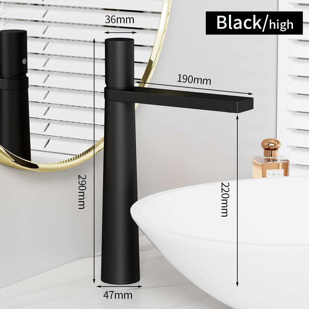 Black Basin Faucet Modern Copper Bathroom Mixer Taps Crane Deck Installation Hot and Cold Water Faucets Sink Faucet for Bathroom