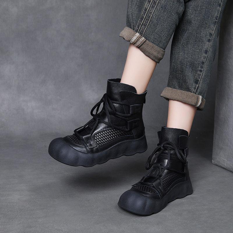 Small Thick-soled Roman Breathable Cool Boots Women's Lightweight Breathable Mesh 2025 Spring and Summer Thin Hollow Martin Boots