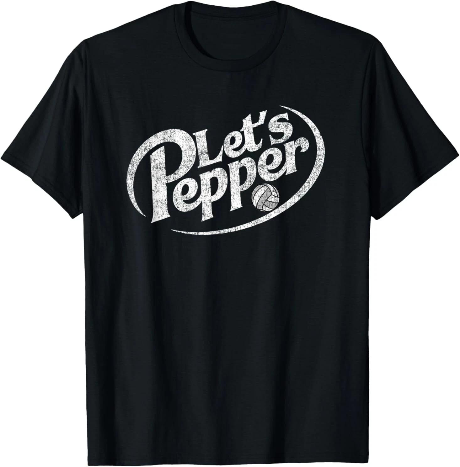 Volleyball Let s Pepper Practice Distressed Design T-Shirt L
