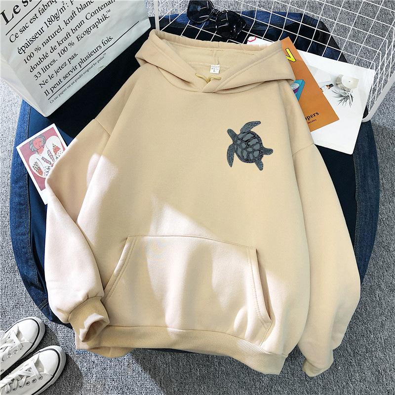 Casual Sea Turtle Print Hoodies Beach Malibu Surfing Diving Seattle Beach Graphic Sweatshirt Hoody Women Graphic Hooded Clothes