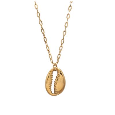 [Q8644] - Gold 'Cowrie' Steel Designer Necklace - 55 Cm - 23x17 Mm