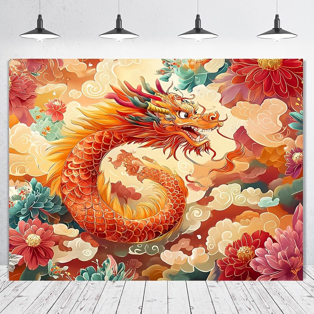 

1pc Chinese Dragon Tapestry Polyester Fabric Wall Hanging Versatile Decoration for Wedding General Use Year of the Dragon T 74x94cm(29x37in)