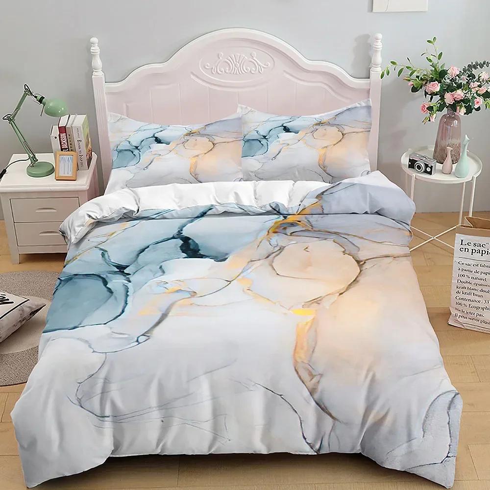 

Marble Grey Gold Marble Comfortable Duvet Quilt Cover Pillowcase Bedding Set Children Bedroom Decoration Home Textile 70x133cm
