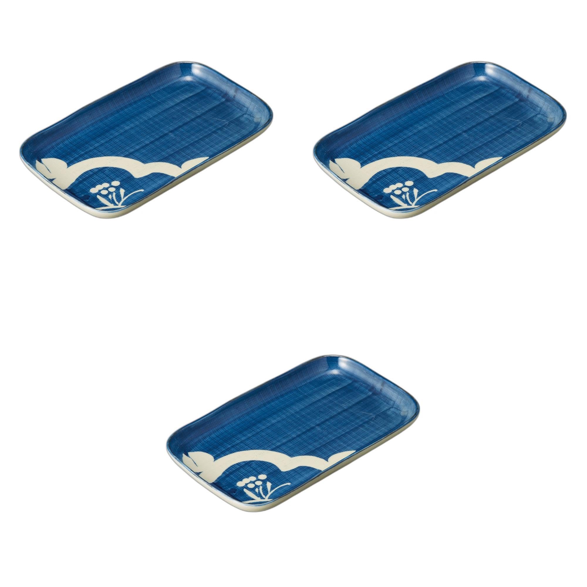 

Set of 3 Katatsubaki Nade Square Long Plates x x Ceramic Setomonohonpo [23 14.2 2cm] Plates,