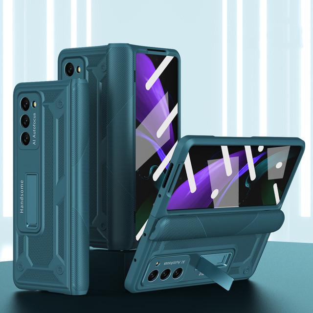 מעמד שריון נרתיק עבור Samsung Galaxy Z Fold 4 5 Fold3 Fold4 Fold2 Fold5 קיפול 3 2 Zfold3 מסך כיסוי סרט זכוכית Coque