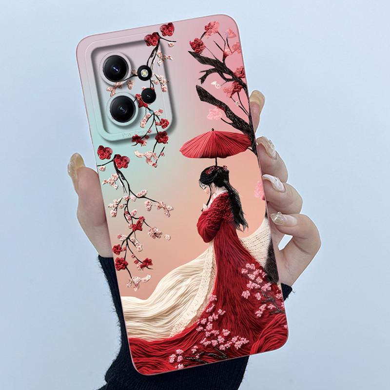 For Xiaomi Redmi Note 12 4G Phone Case Simplicity Butterflies Floral Soft Liquid Silicone Back Shell For Redmi Note12 4G Covers