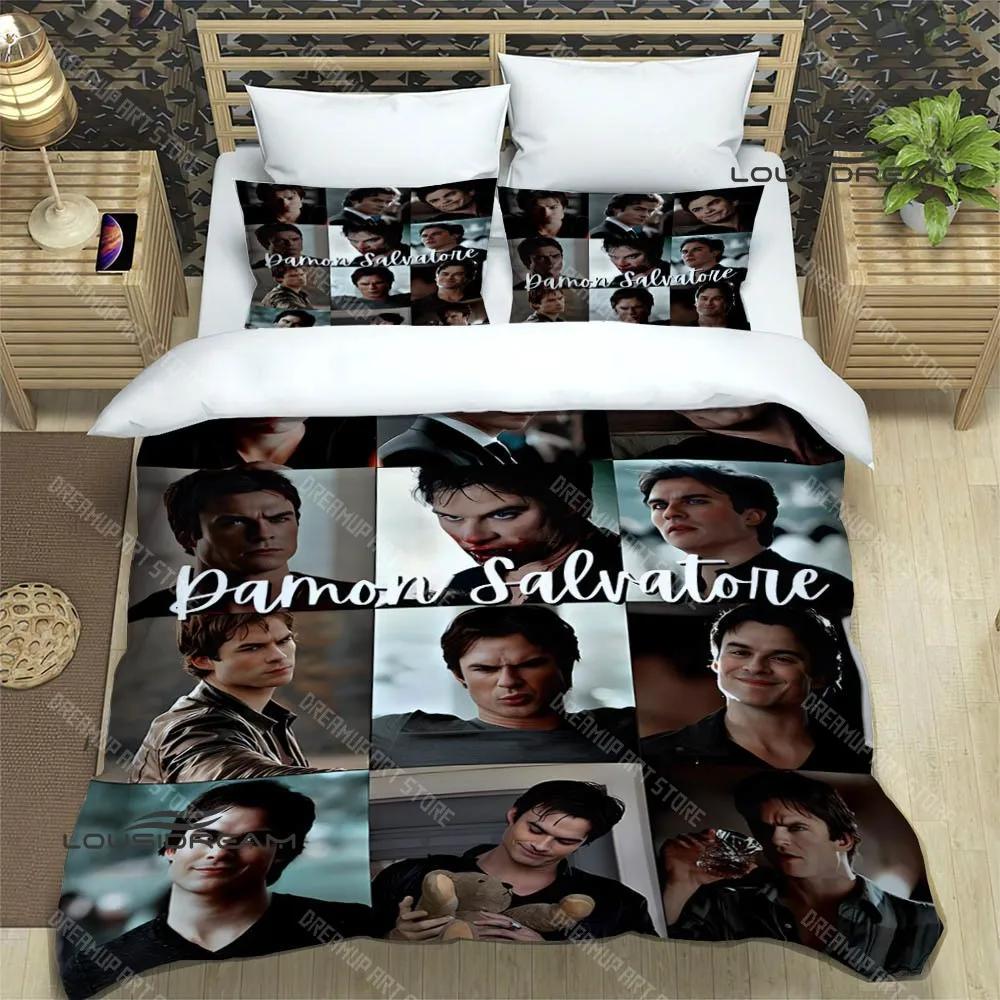 The Vampire Diaries Damon Salvatore Beddengoed Sets Prachtige Bedbenodigdheden Set Dekbedovertrek Beddekenset Beddengoed Verjaardagscadeau