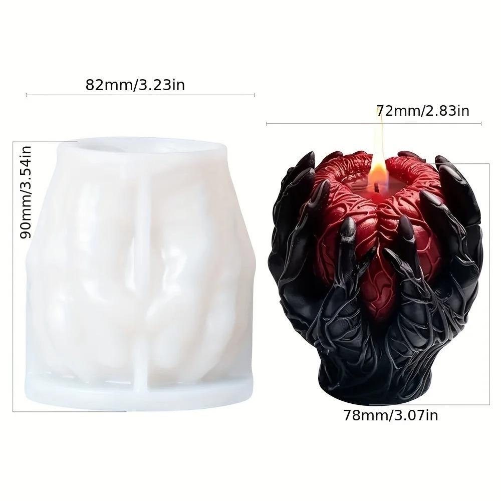 Ruční držení krevní cévy Srdce Pryskyřičná forma Halloween Monster Claws Svíčka lásky Silikonová forma Malování strašidelného domu Sada na výrobu svíček ze sádry