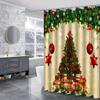 4-teiliges Weihnachtsbaum-Duschvorhang-Set, wasserdichtes Vorhang-Set mit 12 Haken, Badezimmerteppich, Toiletten-U-förmige Matte, Toilettendeckel-Abdeckungspolster