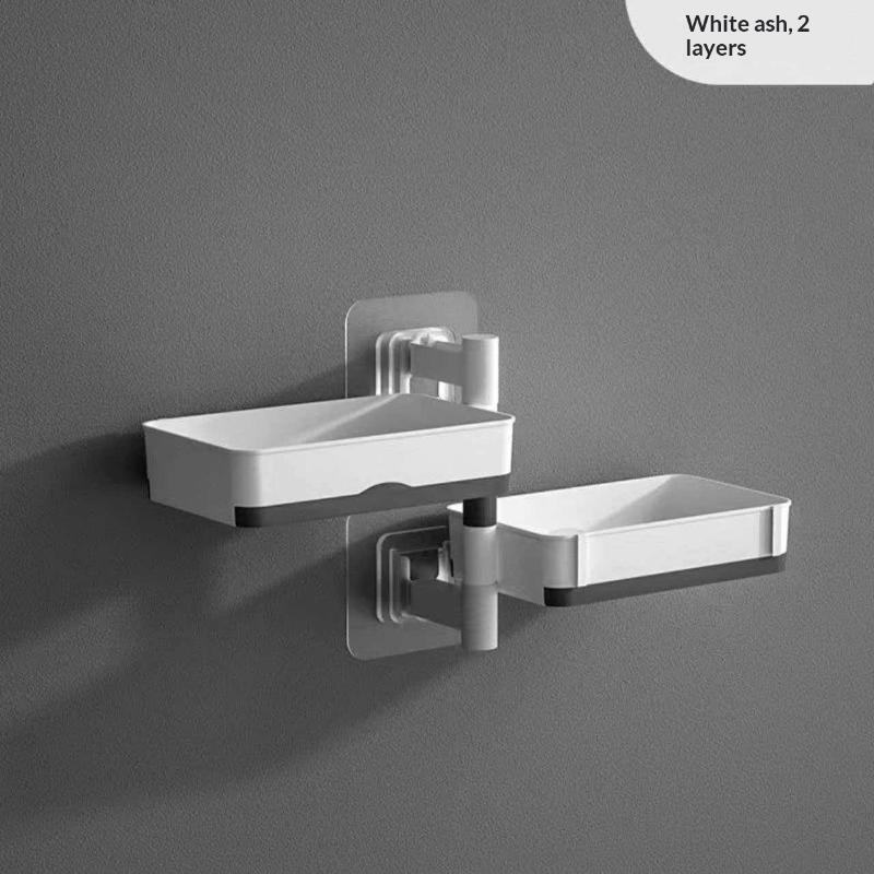 Non Drilling Soap Rack Wall Mounted Multi-Layer Soap Box Storage Rack Rotatable Wall Mounted Soap Holder With Self Draining