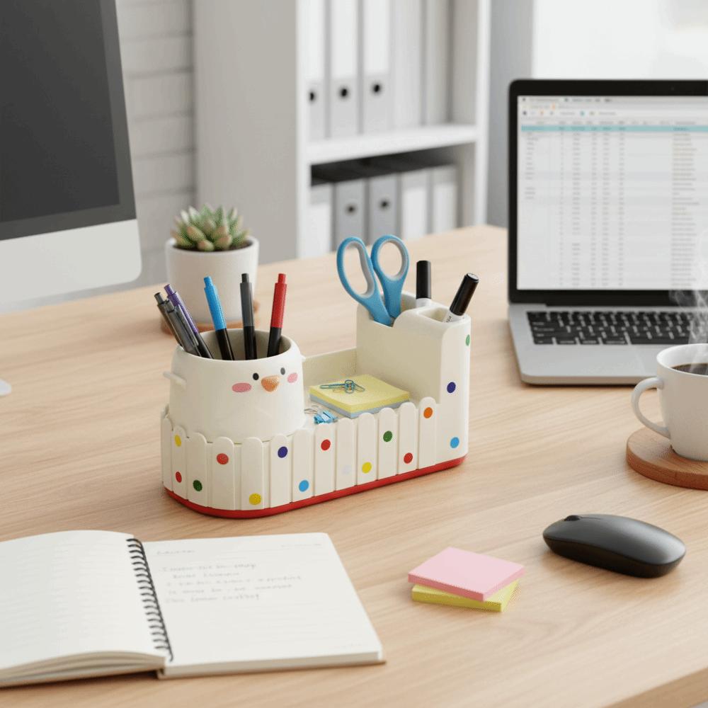 Multifunctional Pen Holder Multiple Compartments Pen Storage Box Desktop Organizer Desktop Use
