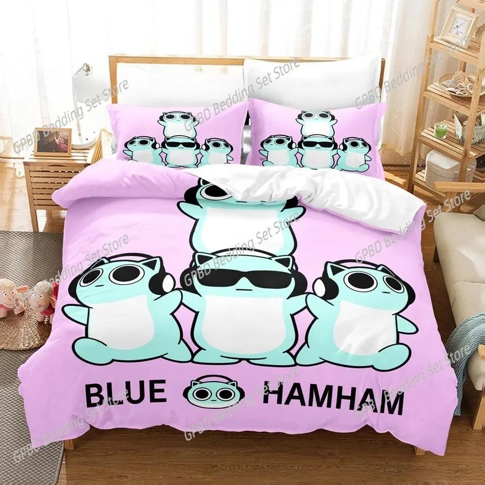 Comforter New 3D Print Anime Blue Hamham Bedding Set Bedroom Soft Modern S Comefortable And Comforter (quilt)-EU Single(135*200cm)3pcs