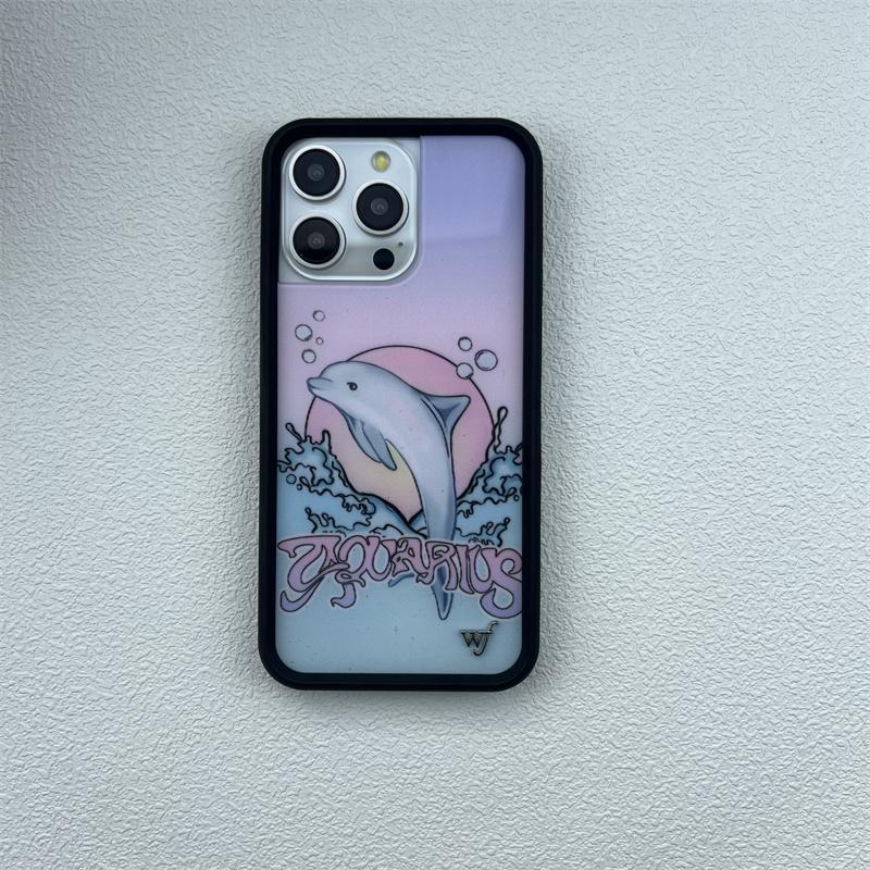 Wildflower ins cute animal phone case for iPhone16promax 15 Pro Max 16 14plus 13 12 17 cartoon Cherry Dolphin swan print bottom