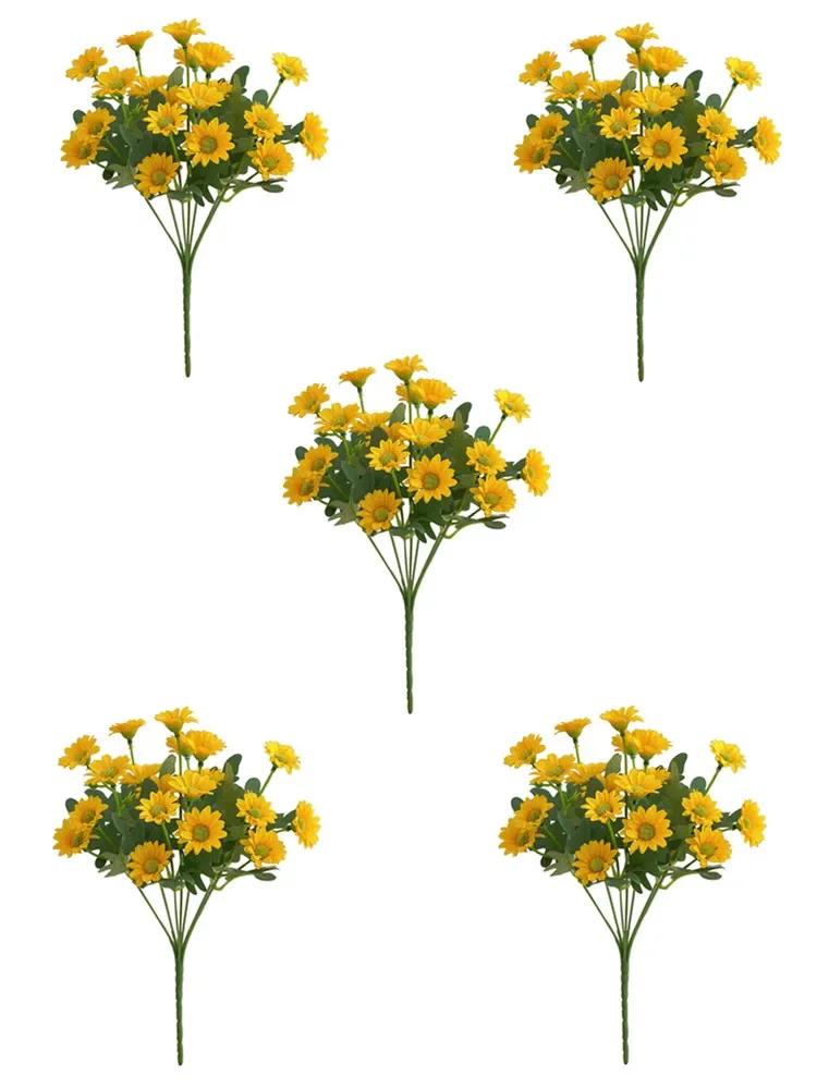 5pcs Artificial Flowers Plants 31cm Sun Flower Colorful Small Daisy Silk Home Garden Decoration Chrysanthemum Wedding DIY Party
