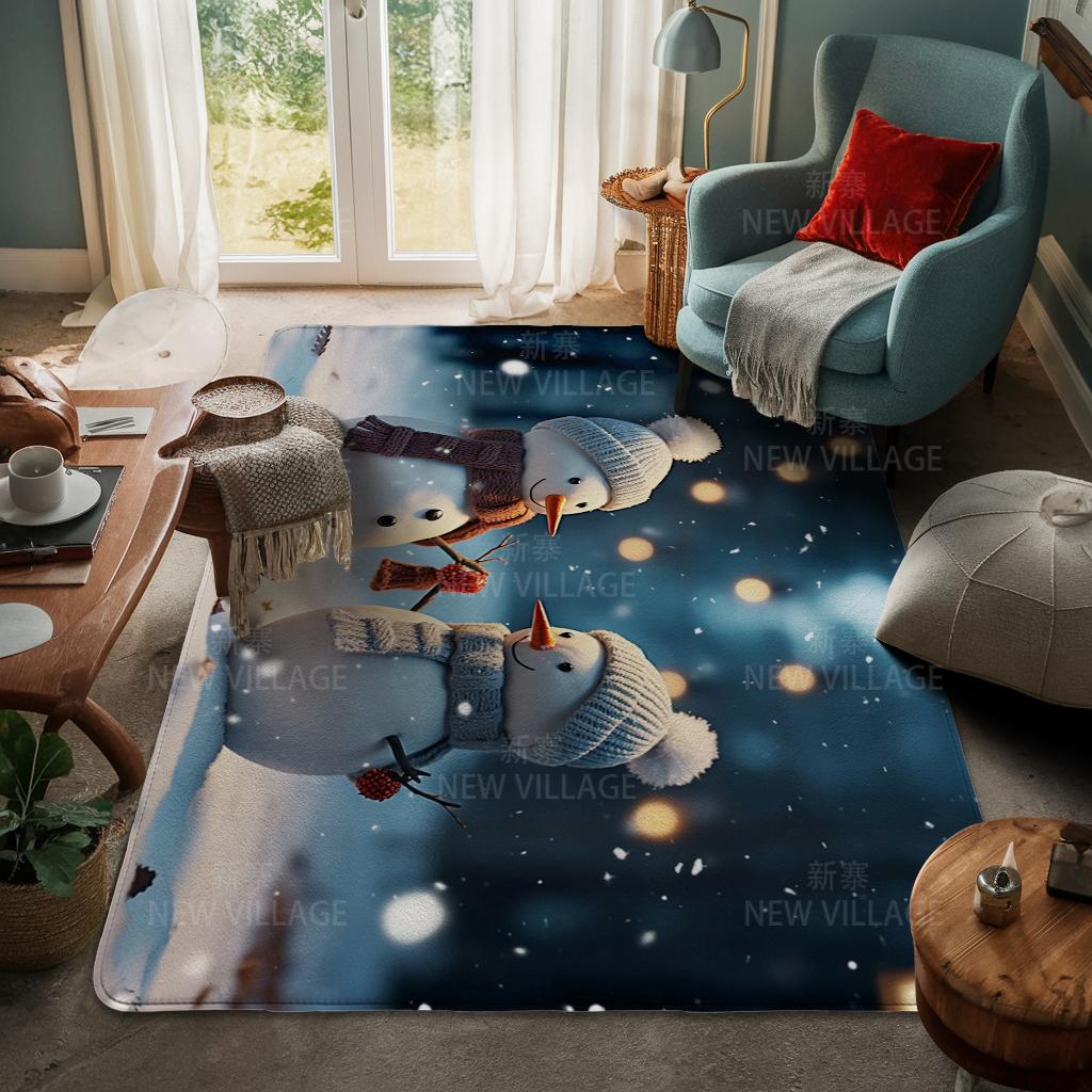 House Entrance Carpet Home Door Mat Living Room Bath Foot Bathroom Non-slip Water Absorption Rugs Bath Merry Christmas Winter