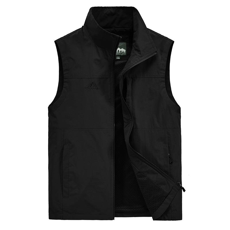 Men's Plus Size Quick-Dry Outdoor Casual Vest - Sleeveless, Loose Fit for Spring & Autumn