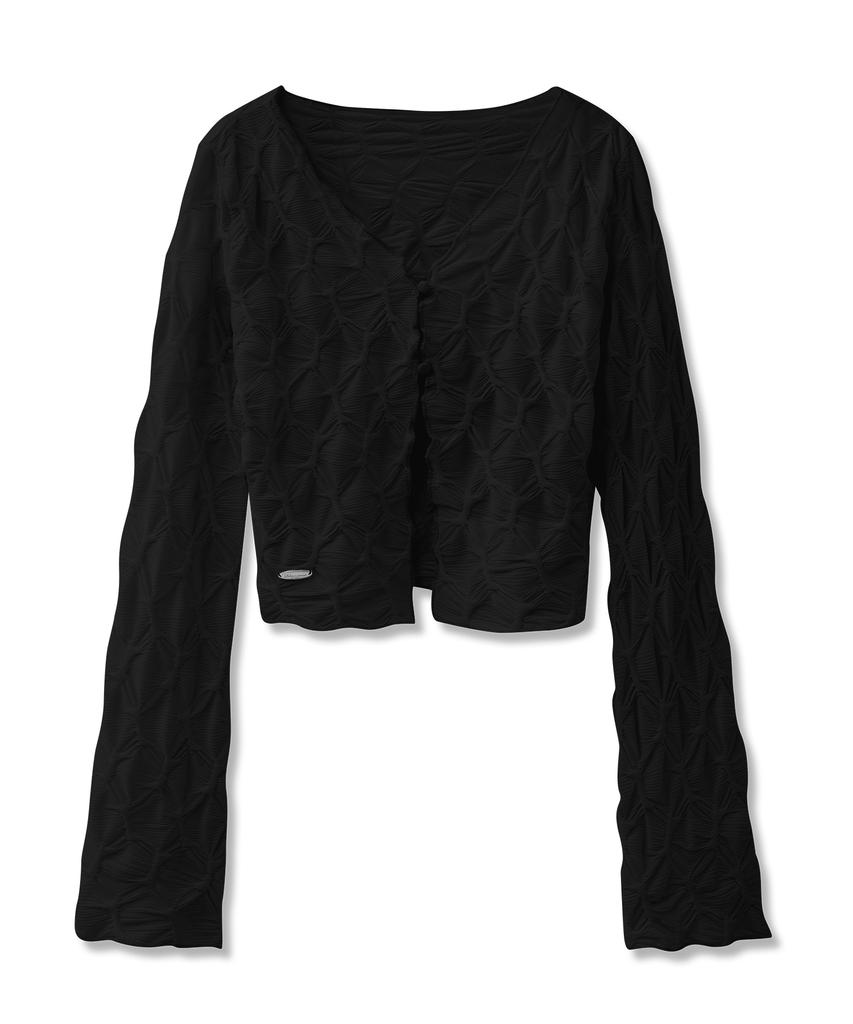 Vivacious Wrinkle V-Neck Crop Cardigan_2 Colors