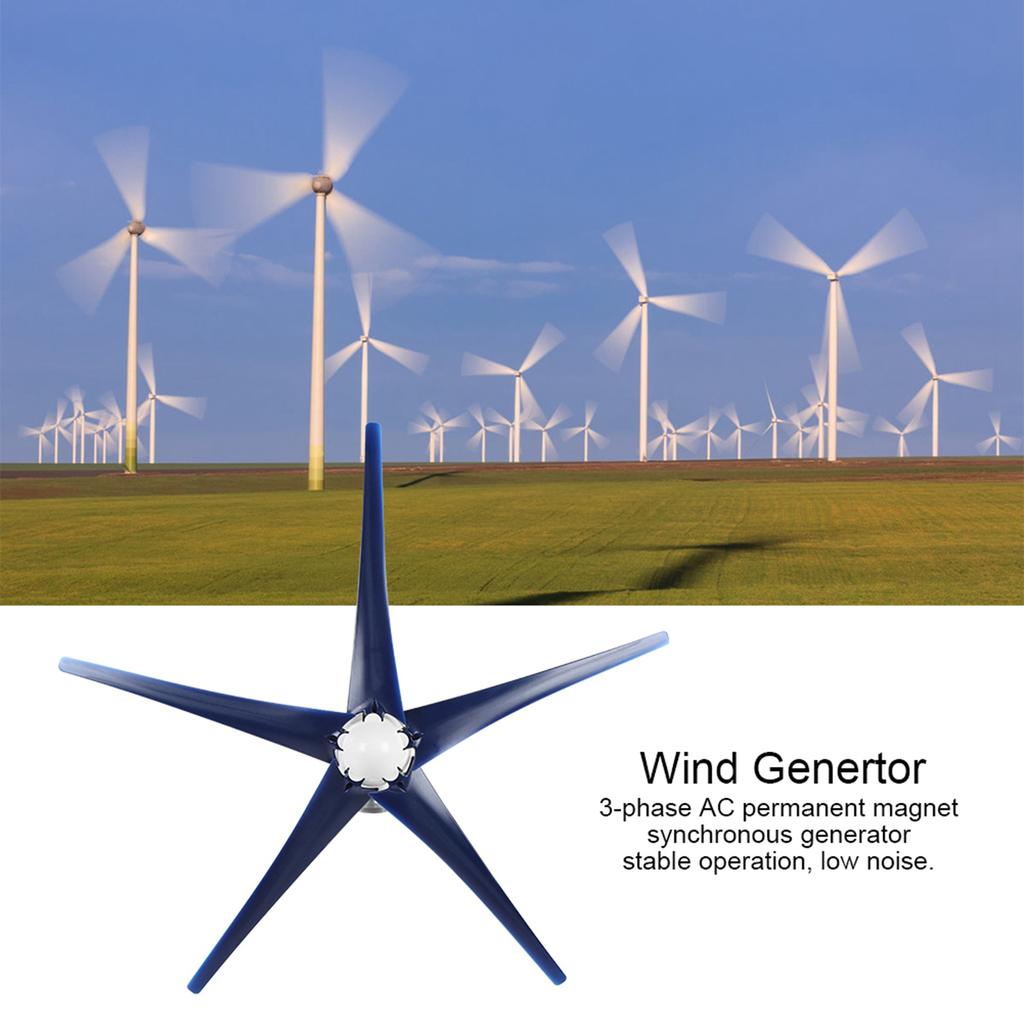 100W Wind Turbines Wind Generator 5 Blades Wind Power Supplies High Efficiency Power Supply for Boats Mobile Homes