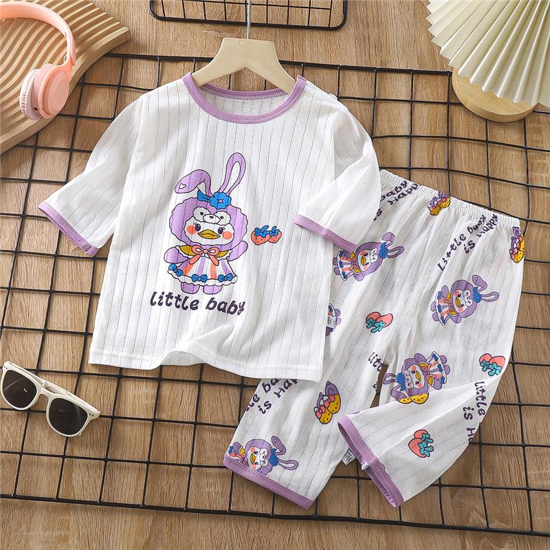 

Детский хлопковый пижамный комплект летний с рукавом 3/4, одежда для сна, мягкая и дышащая домашняя одежда для мальчиков и девочек 90cm