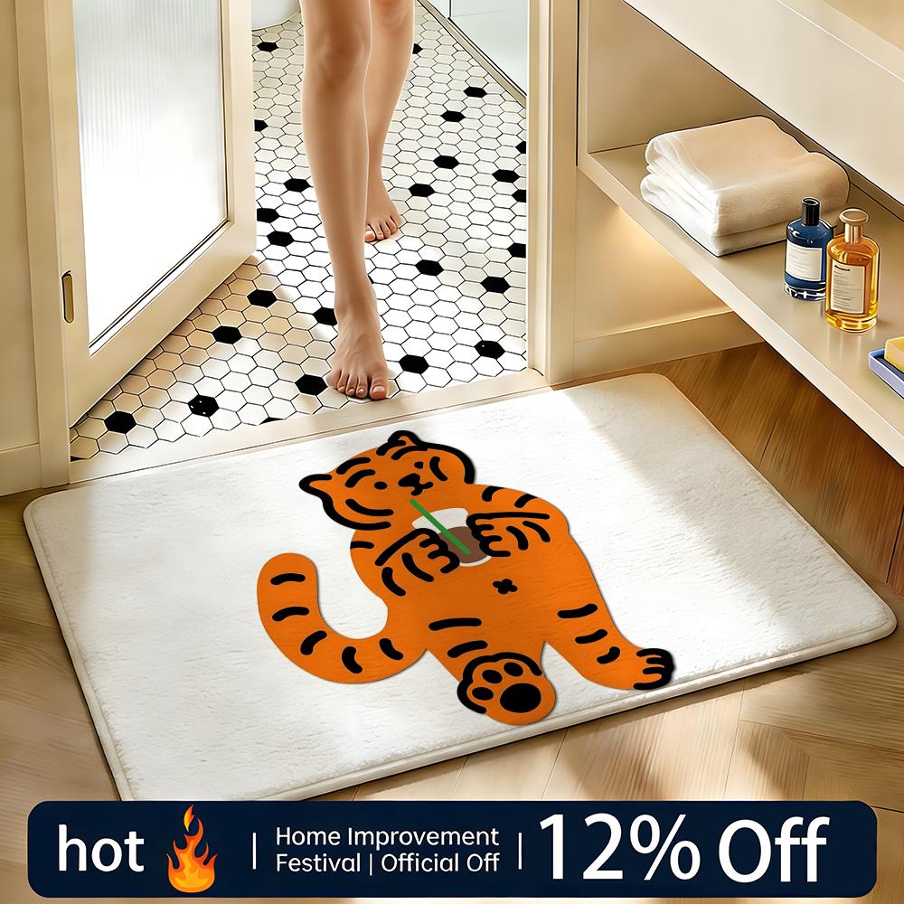 Cute Tiger Cartoon Floor Mat Home Decor Doormat Bedroom Floor Mat Shower Carpet