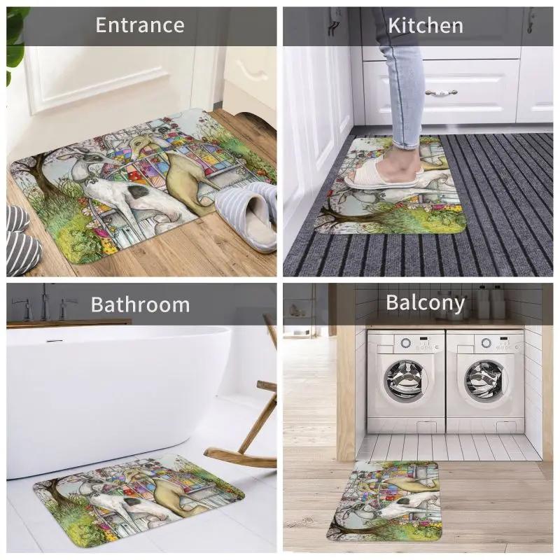 Personalized Vintage Whippet Greyhound Dog Doormat Mat Anti-Slip Hound Bath Kitchen Balcony Rug Carpet 40*60cm