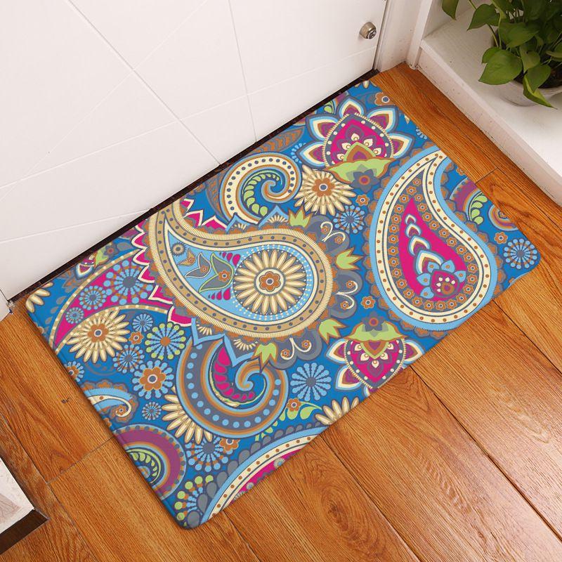 Elegant Persian Ornamental Paisley Buta Pattern Doormat For Luxurious Home Decor