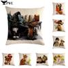 Cute Pet Cat And Dog Linen Pillowcase Animal Cushion Cover Home Decoration Sofa Chair Car Decorative Pillowcase 45*45Cm