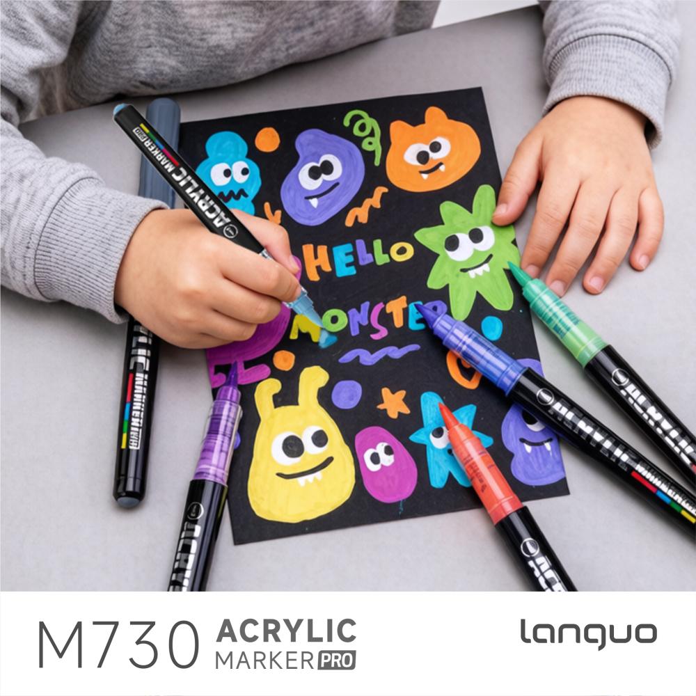 Languo 48/72/96 Colors Vivid Colors Acrylic Markers Direct Liquid for Drawing Painting Sketching Comics Design Art Marker Pens