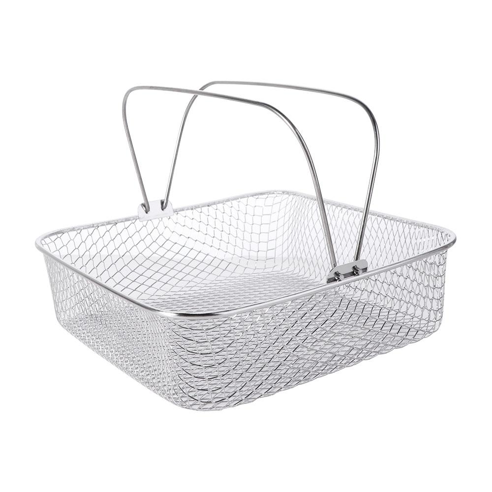 Durable Stainless Steel Air Fryer Basket Dishwasher Safe with Handles Cake Baking Tray Non-stick Portable Baking Dish Pan Fried
