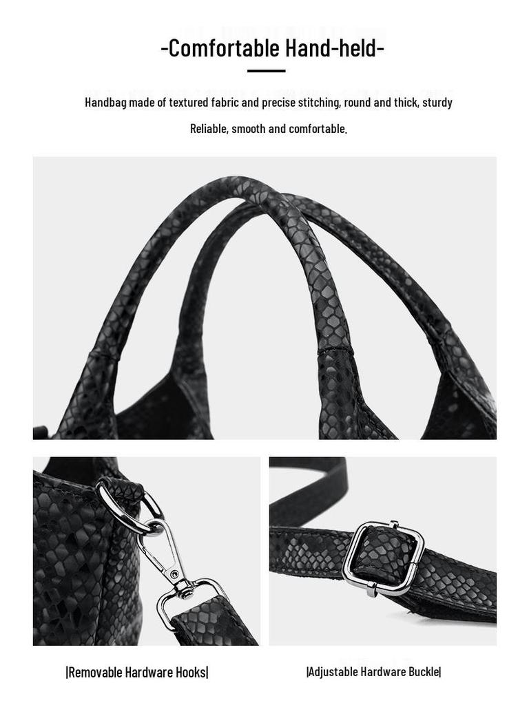 2025 Snake Print Women's High-Capacity Shoulder and Crossbody Tote Bag